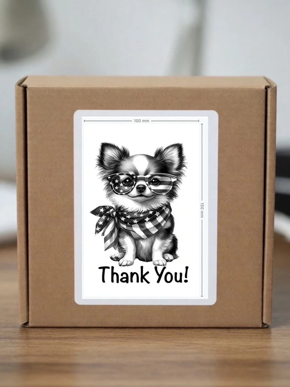 Patriotic Chihuahua Thank You Stickers  4”x6”-100ct.